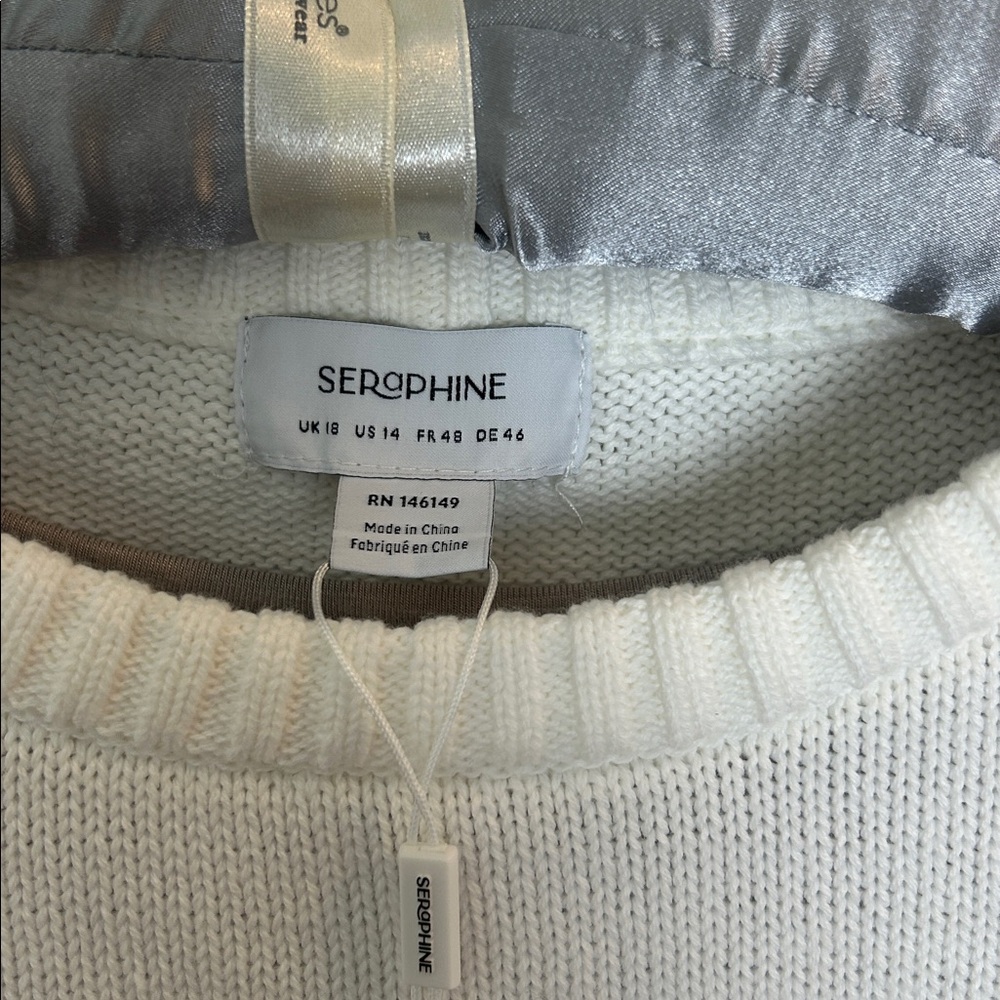 NWT Seraphine Nell Cable Knit Woven Maternity / Nursing Dress. Size 14 - Picture 2 of 12